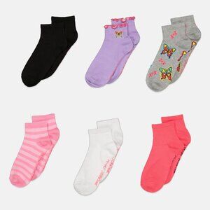 NEW Betsey Johnson Butterfly Lettuce Edge 6 pack Quarter Socks Size 5-10